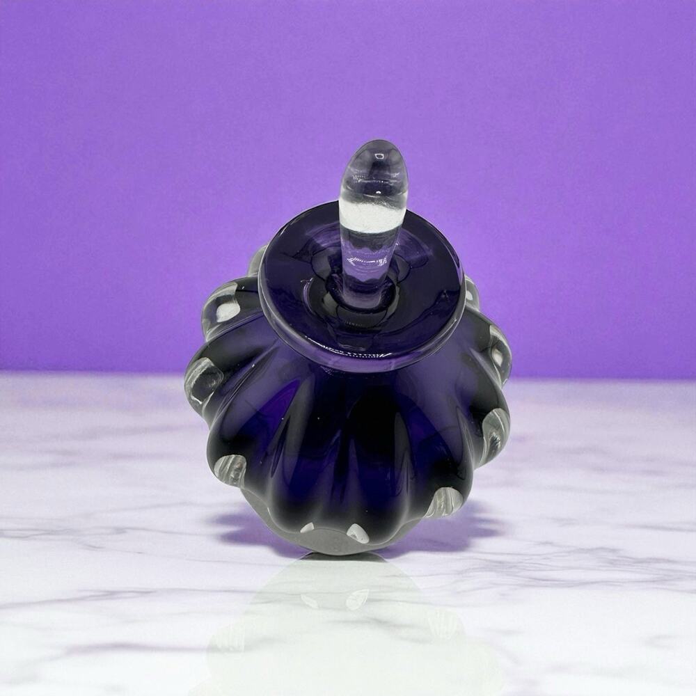 Vintage Hand Blown Purple Glass Scent Bottle Signed 4.25" ICCAN Gallery CA